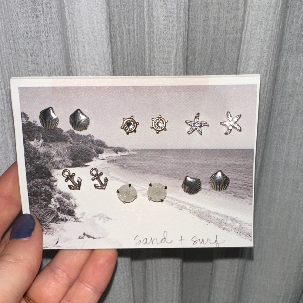 Sand + Surf Silver Sea Charm Earring Set